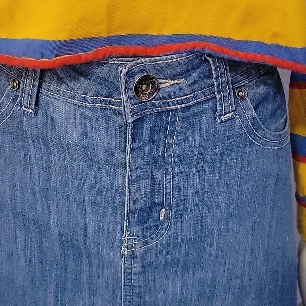 VTG MISS NATALIE 1990s Grunge Light Blue Denim Skirt